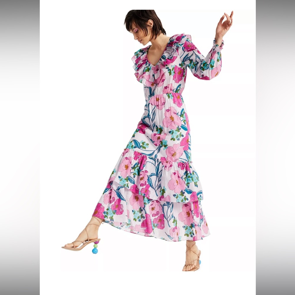 INC International Concepts Ruffle floral Maxi Dress. Size S.